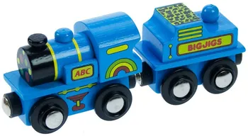 Bigjigs Toys Rail Modrá mašinka s tendrem + 2 koleje