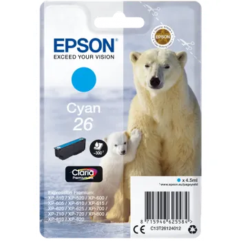 Originální inkoust Epson 26 (C13T26124012), azurový
