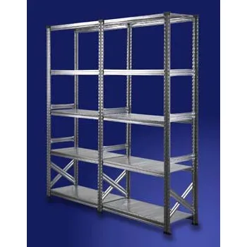 Dílenský regál EU-Regály.cz Skladový regál s kovovými policemi PN-67, výška 3,0m Výška: 3000mm, Hloubka: 320mm, Délka police: 600mm, Počet polic: 2, Materiál polic: Kovové police