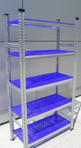 EU-Regály.cz Regál do skladu s plastovými policemi PN-62, výška 2,5m Výška: 2500mm, Hloubka: 500mm, Délka police: 1500mm, Počet polic: 7, Materiál polic: Plastové police