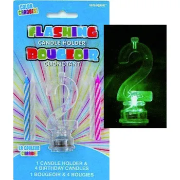 Dortová svíčka Unique Svíčky a blikající svícen s číslem 2