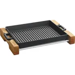 Lava Metal litinová grilovací plotýnka s dřevěným podstavcem 26 x 32 cm