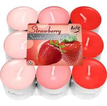 Bispol Aura čajová vonná svíčka 18 ks, jahoda 