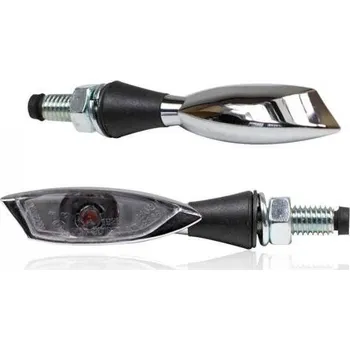 Osvětlení pro motocykl LED blinkry Shadow light, tónované sklo, chrom, M8