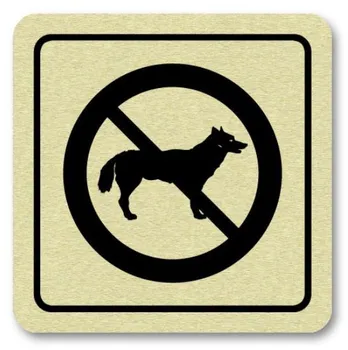 Informační tabulka Poháry.com Piktogram zákaz psů zlato