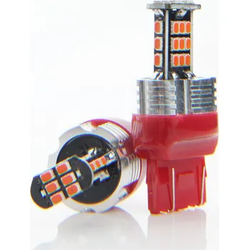 Autožárovka W21/5W LED žárovky (30 x SMD 3020) červená CANBUS 7443CK