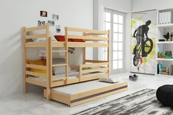 Dětská postel BMS GROUP Patrová postel s přistýlkou Erik 3 80 x 160 cm borovice/bílá