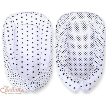 Hnízdečko pro miminko Bobono Oboustranné hnízdečko pro miminko - černé hvězdy + černé puntíky