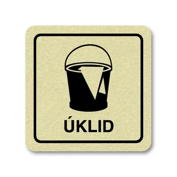 Informační tabulka Poháry.com Piktogram úklid zlato