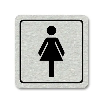 Informační tabulka Poháry.com Piktogram WC ženy stříbro