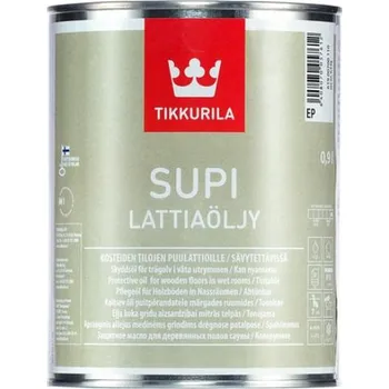 Lak na dřevo Tikkurila Supi Floor Oil (Lattiaöljy) podlahový olej pro sauny a vlhké místonsti 0,9L