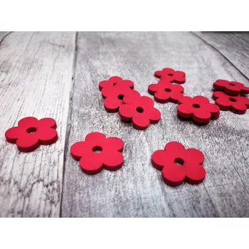 Party dekorace Dřevěné kytičky mini - červené - 20 ks