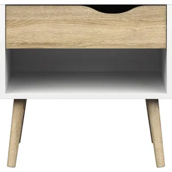 Noční stolek Nábytek PEGAS s.r.o. Noční stolek RETRO 394, Bílá/Dub