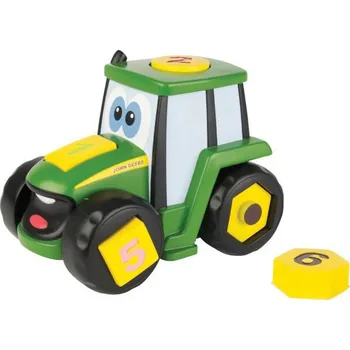 Hračka pro nejmenší Hračka Learn N Pop Johnny Deere - Ertl 46654 (Kreativní (naučné) hračky pro děti - traktor Johny Deere pro rozvoj motoriky a učení dítěte - po zmáčknutí tlačítka tvary vyskočí)