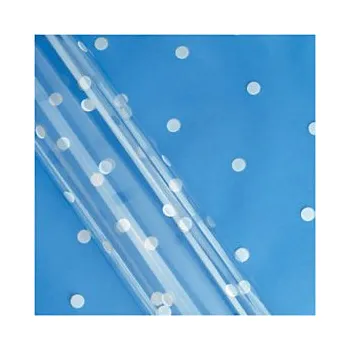 Dárková taška Celofán, průhledná dárková fólie šířka 80cm, délka 120m, motiv stříbrné puntíky - Balení po 1 ks