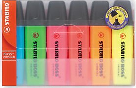Zvýrazňovač Stabilo Boss®, sada 6 barev, stopa 2-5mm - Balení po 2 ks