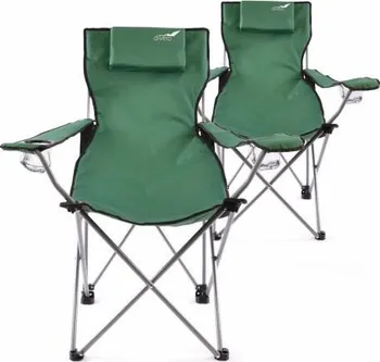 kempingová židle Divero 35943 sada 2 ks skládací kempingová židle s polštářkem zelené