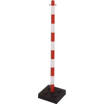 Plotový sloupek Manutan Expert Plastový zahrazovací sloupek Mayleen se zatížením, výška 90 cm, bílý/červený