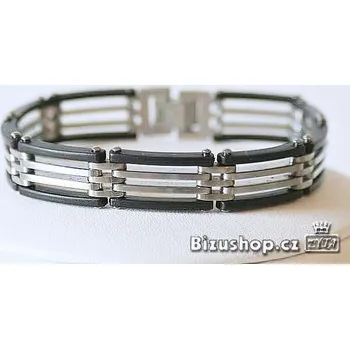 Náramek Náramek Pánský ,Chirurgická ocel černá a stříbrná 15076