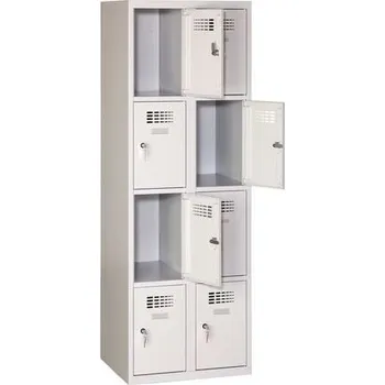 Malow Svařovaná šatní skříň Eric odlehčená, 8 boxů, cylindrický zámek, šedá/šedá