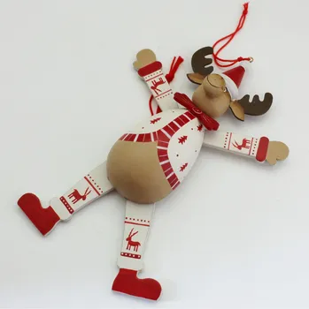 Vánoční dekorace Sob skákací dřevo 15cm (XY318126-2)