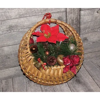 Vánoční dekorace Vánoční košík,čevená vánoční hvězdaVA 21