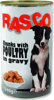 Krmivo pro psa Rasco Dog drůbeží kousky ve šťávě 1240 g