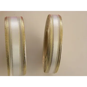 Stuha bílá se zlatou 15 mm