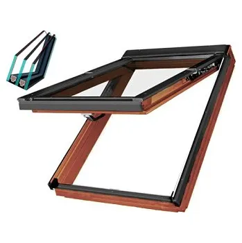 Okno Výklopně - kyvné plastové dekor zlatý dub střešní okno FAKRO PPP-V/GO U5 trojsklo rozměr: 55x98 cm