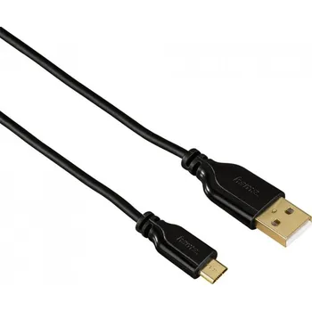 Audio kabel Hama micro USB kabel Flexi-Slim, oboustranný konektor, 0,75 m, černý