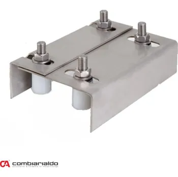 horní vedení brány nerezové - 220 x 82 mm, 4 vodící kladky 30 x 40 mm, M14