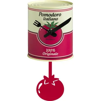 Hodiny Hodiny s kyvadlem s motivem plechovky s rajčaty BRANDANI (Barva-červená)