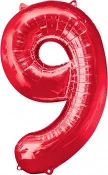 Balónek Amscan fóliové číslo 9 červené 86 cm