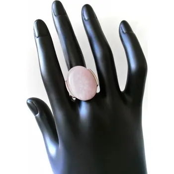 Prsten Prsten roztahovací , růžový skleněný kámen 7802