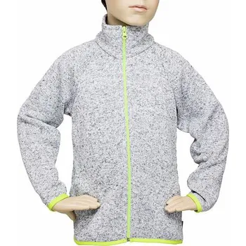 Dívčí svetr Fantom Dětský svetr na zip - ŠEDÝ MELÍR SE ZELENÝM ZIPEM velikost: 116