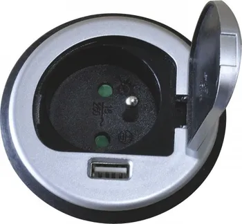Elektrická zásuvka Solight PP122 USB stříbrná