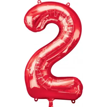Balónek Amscan fóliové číslo 2 červené 86 cm