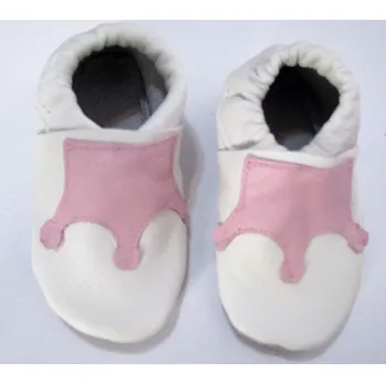 Capáčky Capáčky Menu baby shoes - bílé s růžovou korunou 0 (0-4 M)