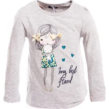 Dívčí šedé tričko s holčičkou se žlutými mašlemi vel. 86 Velikost: 86