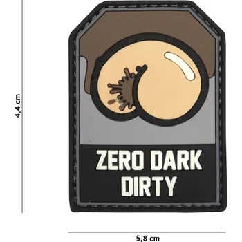 Nášivka Gumová nášivka 101 Inc nápis Zero Dark Dirty - hnědá