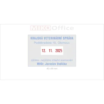 Textový štoček Štoček pro razítko Dater 40 x 60 mm - výroba na zakázku