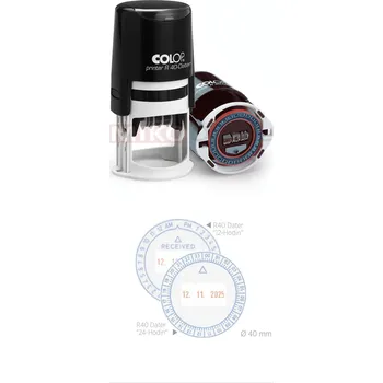 Printer R 40-24H - držák černý - datumové + 24 hodin - otisk pr. 40 mm - pol. dvoubarevný