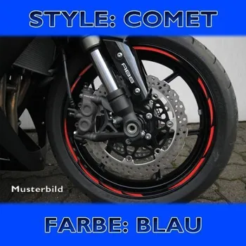 Samolepicí dekorace na vozidlo Proužky na ráfky Comet, modré, 7mm široké, pro 16-19 palcová kola