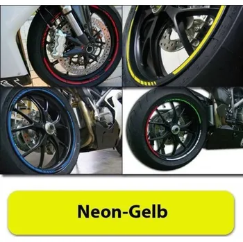 Samolepicí dekorace na vozidlo Proužky na ráfky GP Style, neon žluté, 7mm široké, pro 16-19 palcová kola