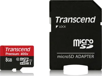Paměťová karta Transcend Premium microSDHC 8 GB Class 10 UHS-I U1 + SD adaptér (TS8GUSDU1)