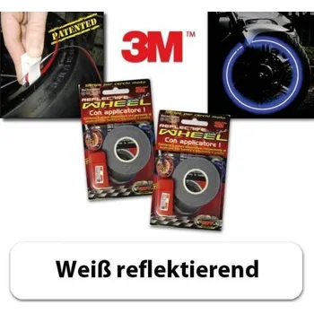 Samolepicí dekorace na vozidlo 3M proužky na ráfky kola reflexní bílé reflexní, 5mm, 7 metrů včetně adaptéru, pro 19-21 palcová kola