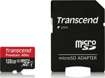 Paměťová karta Transcend Premium microSDXC 128 GB Class 10 UHS-I + SD adaptér (TS128GUSDU1)