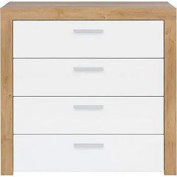 Komoda BRW Balder Skříňka KOM4S, Dub riviéra/bílý lesk
