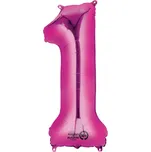 Amscan fóliové číslo 1 růžové 86 cm
