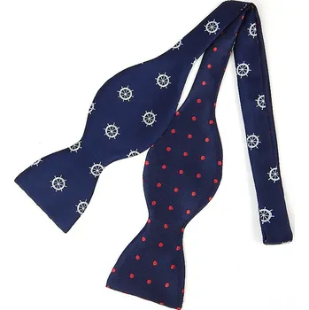 HEDVA ČESKÝ BROKÁT Motýlek PESh 7132 DUO KORMIDLO PUNTÍK modrá, červená Velikost: 46-48